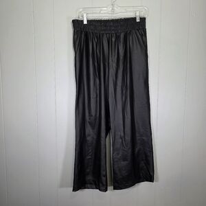 First Love Faux Leather Wide Leg Pull On Pants Grunge Goth Size L